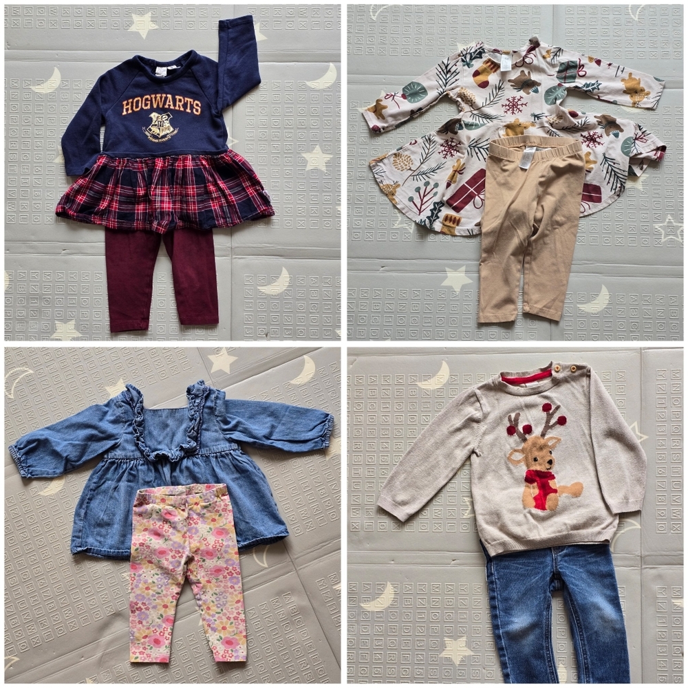 H&M baby girl 12M buddle (4 outfits)
